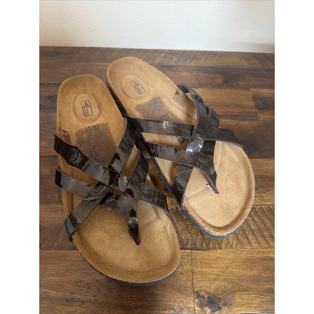 Betula by Birkenstock Vinja Brown Patent Sandals EU 39 US 8 Narrow